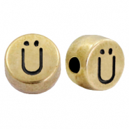 Perline alfabeto di metallo DQ con disegno lettera Ü bronzo antico (privo di nichel)