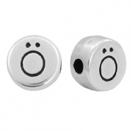 Perline alfabeto di metallo DQ con disegno lettera &Ouml; argento antico (privo di nichel)