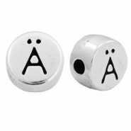 Perline alfabeto di metallo DQ con disegno lettera &Auml; argento antico (privo di nichel)