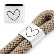 Passanti di metallo DQ 'heart' argento antico (privo di nichel)