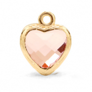 Pendenti di vetro Crystal Glass a forma di cuore rosa vintage-oro