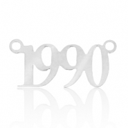 Ciondoli in acciaio inossidabile distanziatore anno 1990 argento