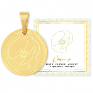 Mix & Match ciondoli in acciaio inossidabile 15 mm Birth flower August-Poppy oro