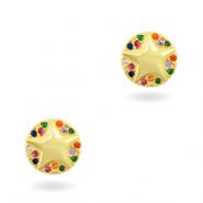 Elementi in ottone con zirconie arcobaleno stella oro