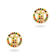 Elementi in ottone con zirconie arcobaleno a forma di tartaruga oro