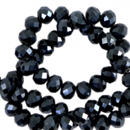 Perline sfaccettate 6x4 mm rondella nero-effetto perlato