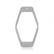 Ciondoli di metallo DQ esagono argento antico (privo di nichel)