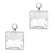 Pendenti di vetro Crystal Glass quadrato cristallo-argento