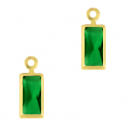 Pendenti di vetro Crystal Glass rettangolo verde classico-oro