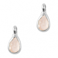 Pendenti di vetro Crystal Glass goccia rosa chiaro-argento