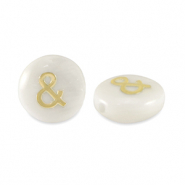 Perline di vetro rondella look&nbsp;a&nbsp;conchiglia "&" bianco-nero