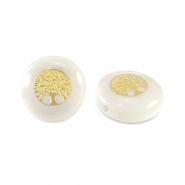 Perline di vetro rondella look a conchiglia albero della vita bianco-nero