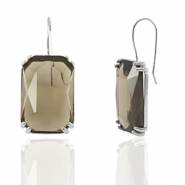 Orecchini con Cristalli rettangolo marrone-argento