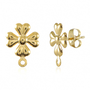 Componenti in acciaio inossidabile orecchini fiore con anellino oro