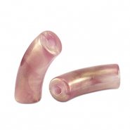 Perline in acrilico tubo lucida rosa vintage oro