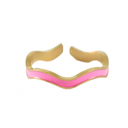 Anelli in acciaio inossidabile oro-rosa neon