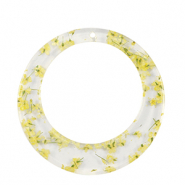 Pendenti in resina con fiorellini secchi 39mm giallo
