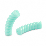 Perline in acrilico tubo spirale blu turchese delicato