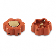 Perline Tile fiore rosso corallo-oro