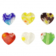 Perline Millefiori cuore fiore multicolore