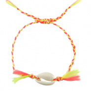 Braccialetti alla moda conchiglia ciprea giallo neon-rosa