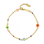 Bracciali in acciaio inossidabile millefiori fiori oro-multicolore