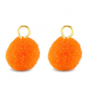Ciondoli pon pon 10mm con anellino oro-arancio buccia