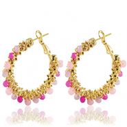 Orecchini in acciaio inossidabile sfacettate rosa chiaro-oro