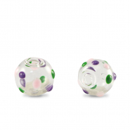 Perline di vetro dipinte a mano 8mm trasparente-viola verde