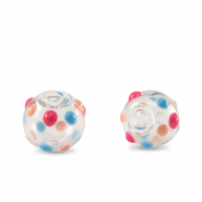 Perline di vetro dipinte a mano 8mm trasparente-rosso blu