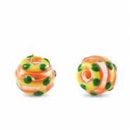 Perline di vetro dipinte a mano 8mm trasparente-giallo arancio