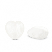Perline in pietra naturale Quarzo latteo cuore cristallo bianco