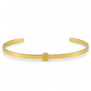 Bracciale bangle Pietra di Nascita con castone in acciaio inossidabile per SS16 a fondo piatto oro