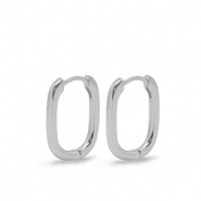 Componenti di metallo DQ Orecchini a cerchio ovale argento (privo di nichel)