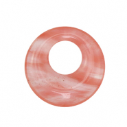 Perline in pietra naturale vetro donut 30mm rosa-trasparente