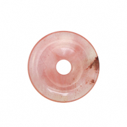 Perline in pietra naturale vetro donut 25mm rosa-trasparente