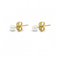 Orecchini in acciaio inossidabile perle 4mm oro-bianco perlato