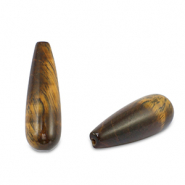 Perline in pietra naturale Occhio di tigre goccia marrone oro