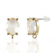 Orecchini con Cristalli con anellino ovale cristallo-oro