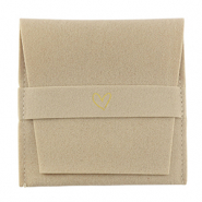 Sacchetto per gioielli cuore beige latte-oro
