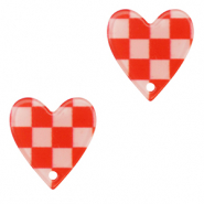 Pendenti in resina cuore rosso-rosa