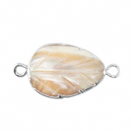 Perle di acqua dolce distanziatore foglia argento-talpa