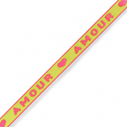 Nastro con testo "amour" neon verde-rosa