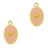 Ciondoli in acciaio inossidabile ovale sole oro-rosa