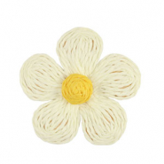 Pendenti in rafia fiore 55mm bianco-giallo