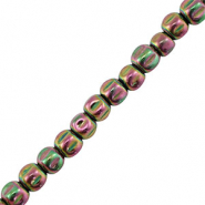 Perline di ematite cubo 4mm verde-rosa-rivestimento AB