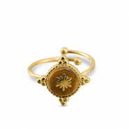 Anelli in acciaio inossidabile fiocco di neve oro-marrone