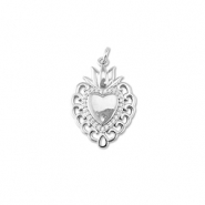 Metallo TQ in ottone ciondolo cuore con lotus argento