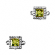 Distanziatore in acciaio inossidabile zircone quadrato argento-verde lime