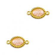 Distanziatore in acciaio inossidabile zircone ovale oro-arancione chiaro